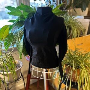 Open back mock turtleneck cropped top